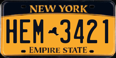 NY license plate HEM3421