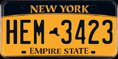 NY license plate HEM3423