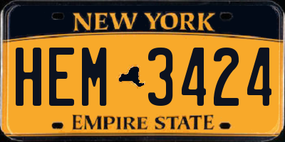 NY license plate HEM3424