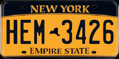 NY license plate HEM3426