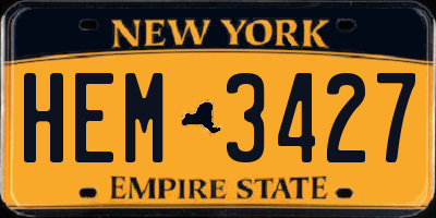 NY license plate HEM3427