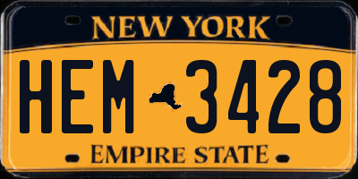 NY license plate HEM3428