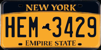 NY license plate HEM3429