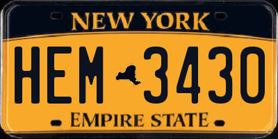 NY license plate HEM3430