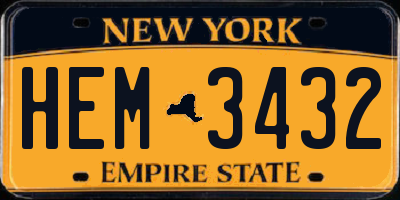 NY license plate HEM3432