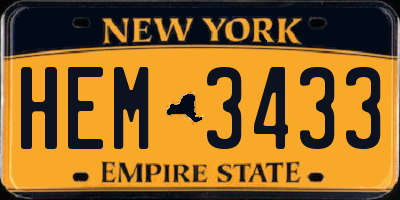 NY license plate HEM3433