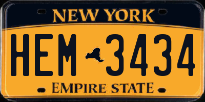 NY license plate HEM3434