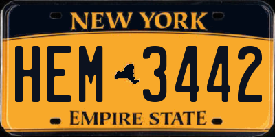 NY license plate HEM3442