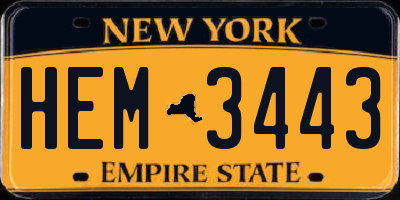 NY license plate HEM3443