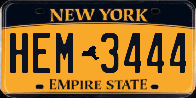 NY license plate HEM3444