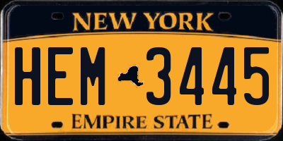 NY license plate HEM3445