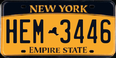 NY license plate HEM3446