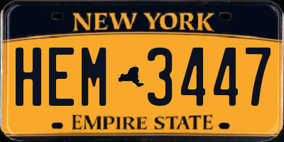 NY license plate HEM3447