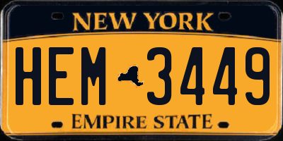 NY license plate HEM3449