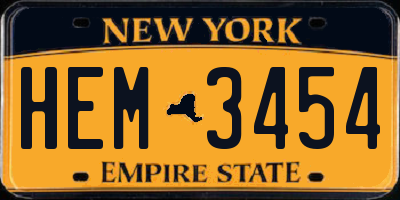 NY license plate HEM3454