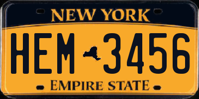 NY license plate HEM3456