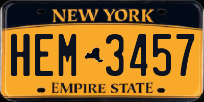 NY license plate HEM3457