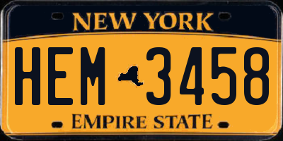 NY license plate HEM3458