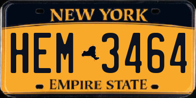 NY license plate HEM3464