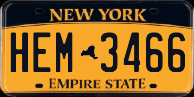 NY license plate HEM3466