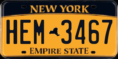 NY license plate HEM3467
