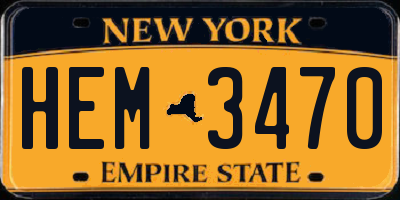 NY license plate HEM3470