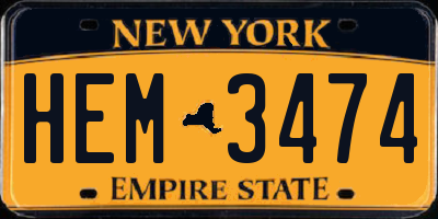 NY license plate HEM3474