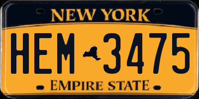 NY license plate HEM3475