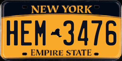 NY license plate HEM3476