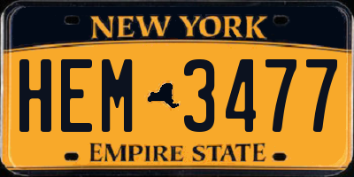 NY license plate HEM3477