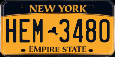 NY license plate HEM3480