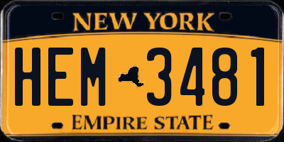 NY license plate HEM3481