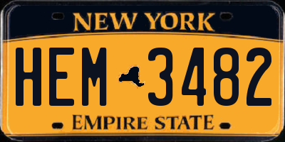 NY license plate HEM3482