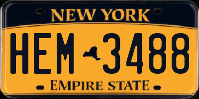 NY license plate HEM3488