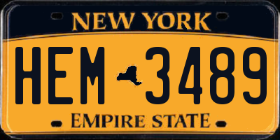 NY license plate HEM3489