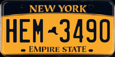 NY license plate HEM3490