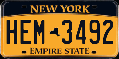 NY license plate HEM3492