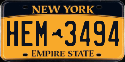 NY license plate HEM3494