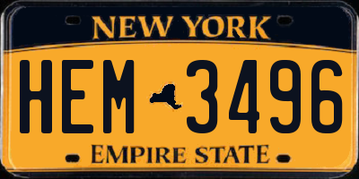 NY license plate HEM3496