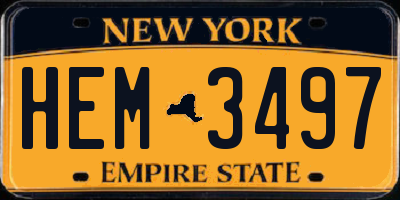 NY license plate HEM3497