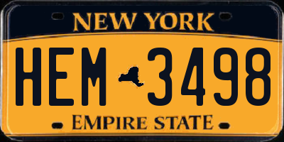 NY license plate HEM3498