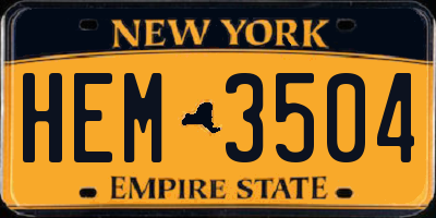 NY license plate HEM3504