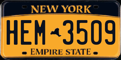 NY license plate HEM3509