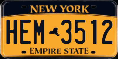 NY license plate HEM3512