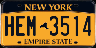NY license plate HEM3514
