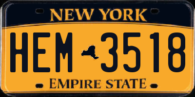 NY license plate HEM3518