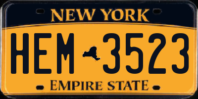 NY license plate HEM3523
