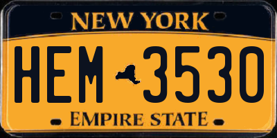 NY license plate HEM3530