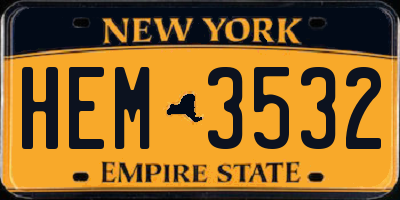NY license plate HEM3532