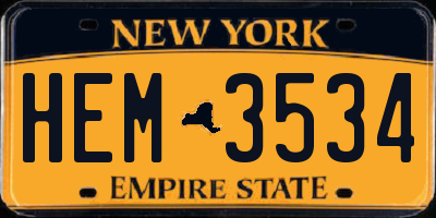 NY license plate HEM3534